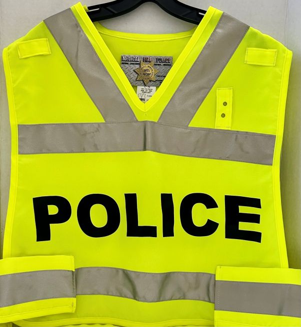 *CLEARANCE* POLICE  HI-VISIBILITY BREAKAWAY SAFETY TRAFFIC VESTS - 2 LARGE REMAIN.
